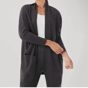 Pact Airplane Open Cardigan Size XS/S Charcoal Gray 100% Organic Cotton Oversize